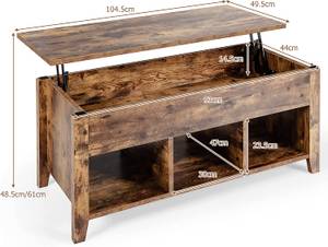 Couchtisch höhenverstellbar Braun - Holzwerkstoff - 50 x 61 x 105 cm