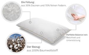 Daunenkissen LUXURY BEDDING, Baumwolle Weiß - Textil - 50 x 18 x 70 cm