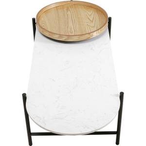 Table basse Layered Blanc - Pierre - 128 x 45 x 55 cm