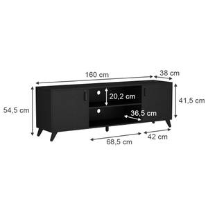 Lowboard Maceio 49998 Schwarz - Holzwerkstoff - 160 x 55 x 38 cm