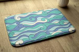Badteppich Meereswellen Türkis - Textil - 90 x 60 x 90 cm