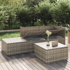 Garten-Lounge-Set 318676 (4-teilig) Grau - Metall - Polyrattan - 57 x 56 x 57 cm