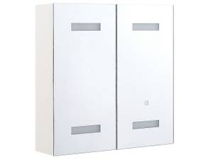 Armoire de toilette avec miroir TALAGAPA Argenté - Blanc - Bois manufacturé - 60 x 60 x 14 cm