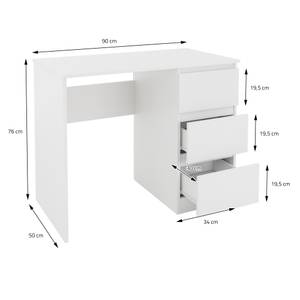 Bureau 90x76x50 cm blanc en bois Vernis mat - Naturel