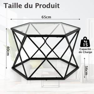 Table Basse en Veree Trempé JV10421DK Noir - Verre - 65 x 40 x 65 cm