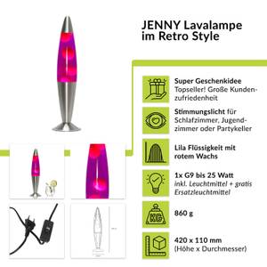 Lavalampe JENNY Graumetallic - Flieder - Violett - Rot - Silber