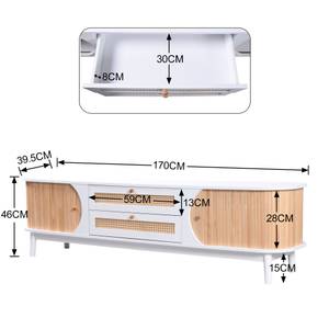 Buffet TV avec 2 tiroirs Coeus Ⅲ Imitation chêne - Blanc