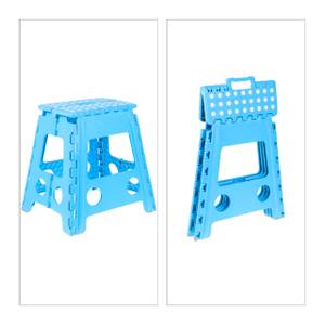 Tabouret pliable XL en bleu clair Bleu - Blanc - Matière plastique - 39 x 39 x 32 cm