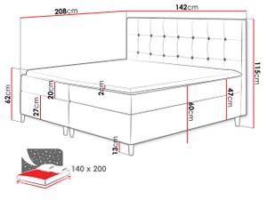 Boxspringbett Avanti Gelb - Breite: 142 cm