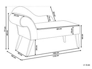 Chaiselongue BIARRITZ Schwarz - Weiß - Armlehne davorstehend rechts - Ecke davorstehend links