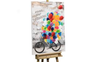 Acrylbild handgemalt Bike Euphoria Massivholz - Textil - 70 x 100 x 4 cm