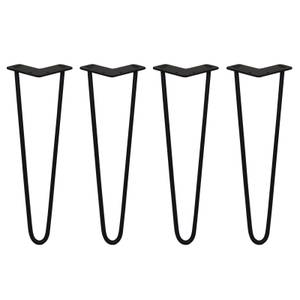 4 x 2 Streben Hairpin-Tischbeine 40.5cm Schwarz - Metall - 1 x 41 x 1 cm