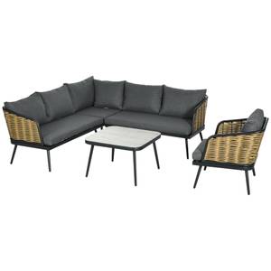 Gartensofa-Set (5-tlg.) 860-267V00SD Schwarz - Braun - Grau - Polyrattan - 71 x 72 x 123 cm