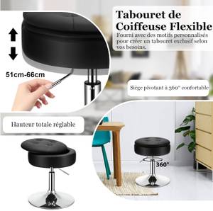 Tabouret de Bar Similicuir VH32762 Noir