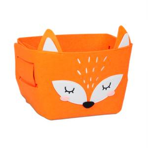 Corbeille feutre rangement déco animal Noir - Orange - Blanc - Textile - 27 x 24 x 18 cm