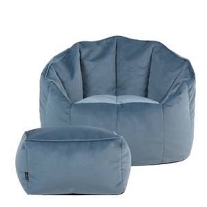 Sitzsack Sessel Sirena mit Hocker Blau - Kunststoff - 77 x 64 x 64 cm