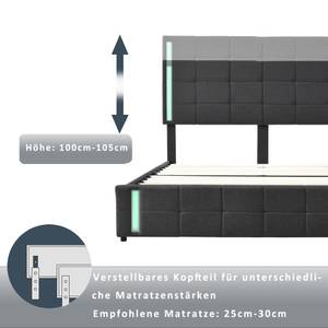 Polsterbett mit 2 USB LEINGLOW Ⅱ Grau