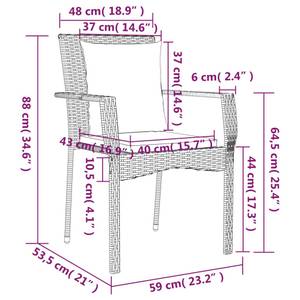 Garten Essgruppe 3029221-3 (7-teilig) Grau - Metall - Polyrattan - 190 x 75 x 90 cm