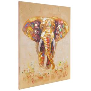 Ölgemälde Elefant handgemalt Textil - 80 x 100 x 3 cm