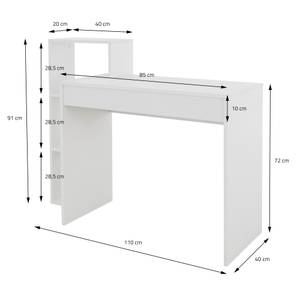 Bureau avec étagère 110x72x40 cm Blanc - Bois manufacturé