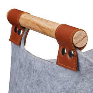 Filztasche mit Holzgriffen Grau - Hellbraun