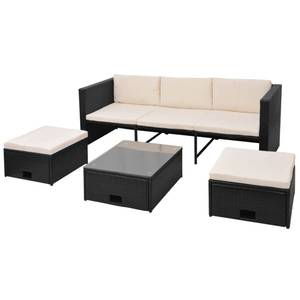 Gartenmöbel-Set Schwarz - Polyrattan - 56 x 28 x 66 cm