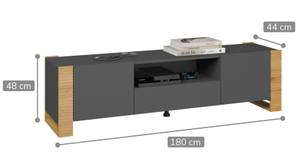 Fernsehtisch NUNKI 180x44x48 Braun - Holzwerkstoff - Kunststoff - 180 x 48 x 44 cm