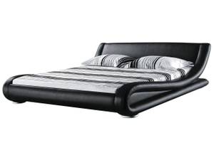 Doppelbett AVIGNON Schwarz - Silber - 210 x 72 x 230 cm - Echtleder - Matt lackiert