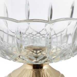 Glasschale mit Standfuß Gold - Glas - Metall - 18 x 13 x 18 cm