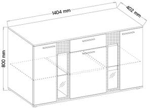 FURNIX Enfilade SARAI sans LED Marron chevreuil - Imitation chêne parqueté - Blanc