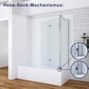 Badewannenaufsatz mit Seitenwand Silber - Glas - 70 x 140 x 100 cm