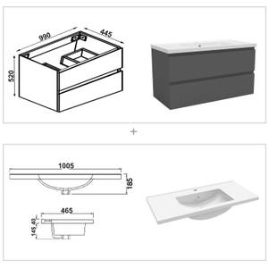 Waschtisch Set 254 Badmöbel Anthrazit Anthrazit - 100 x 45 cm