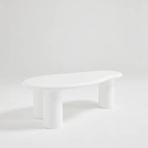 Table basse Luna Blanc - Pierre - 60 x 40 x 120 cm