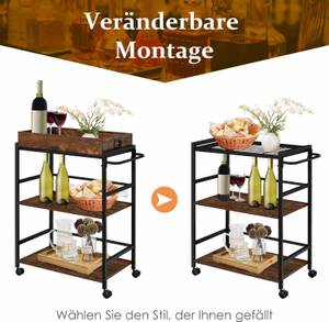 Küchenwagen mit abnehmbarem Tablett Braun - Holzwerkstoff - 40 x 93 x 73 cm