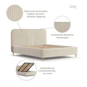 Polsterbett Livy Beige - Breite: 160 cm