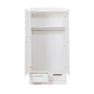 Armoire en pin 2 portes 2 tiroirs blanc Blanc