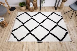 Tapis Berber Cross Blanc Franges 140 x 190 cm