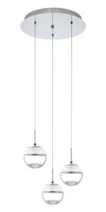 Luminaires suspendus MONTEFIO 1 Verre cristallin / Acier - 3 ampoules