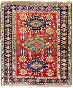 Kazak - 217x193cm Rot - Naturfaser - 193 x 1 x 217 cm