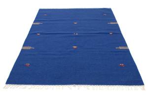 Kelim Modern - 180x120cm Blau - Naturfaser - 120 x 1 x 180 cm