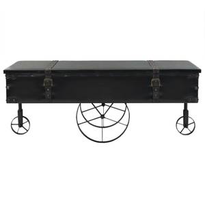 Beistelltisch 245761 Schwarz - Holzwerkstoff - Metall - Massivholz - Kunstleder - Holzart/Dekor - 55 x 43 x 110 cm