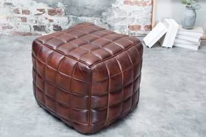 Hocker RIDER Braun - Echtleder - 40 x 40 x 40 cm