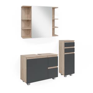 Mobilier de salle de bains J-Shape Anthracite - Imitation chêne de Sonoma - 79 x 64 x 33 cm - Bois manufacturé