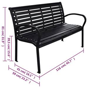 Banc de jardin 3017597 Noir - Bois manufacturé - Matière plastique - 116 x 81 x 59 cm