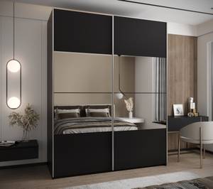 Armoire Lux 4 Noir - Argenté - Largeur : 190 cm