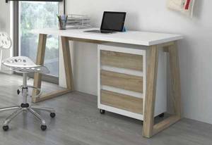 Schreibtisch mit Rollcontainer IWO Braun - Holzwerkstoff - 135 x 75 x 65 cm