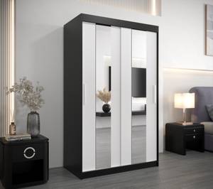 Armoire à portes coulissantes Pole Noir - Blanc - Largeur : 120 cm - 2 porte