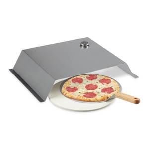 BBQ Pizzaaufsatz, Pizzastein & Schieber Braun - Silber - Weiß - Kunststein - Metall - Stein - 56 x 10 x 40 cm