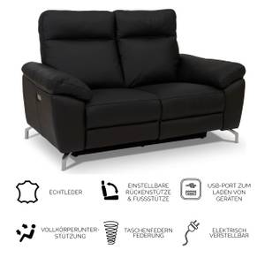 2-Sitzer Relaxsofa Selesta Metall - Echtleder