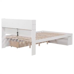 Doppelbett VielStauraum Ⅲ Weiß - Massivholz - Holzart/Dekor - 186 x 102 x 218 cm